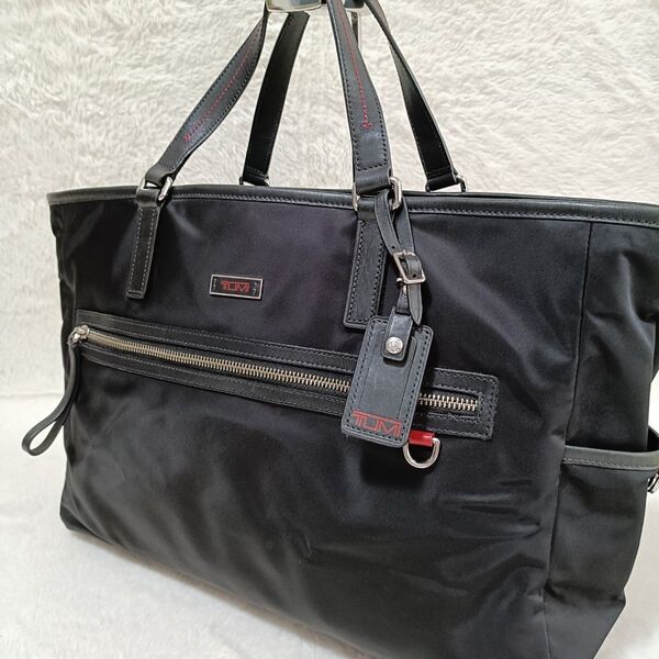 美品 TUMI トートバッグ レザー ナイロン 大容量 ブラック