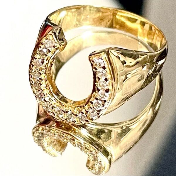 6月1日出品最終日 K18刻印有り ダイヤモンド馬蹄リング diamond ring jewelry K18 指輪