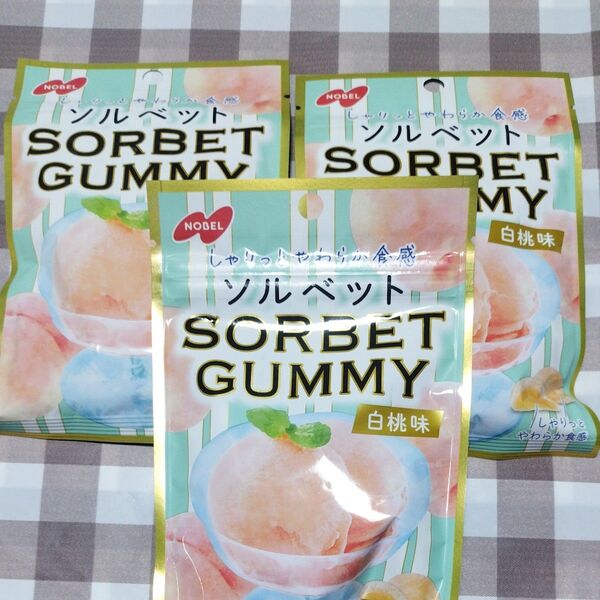 NOBEL SORBET ソルベット グミ 白桃味 50g × 3 袋