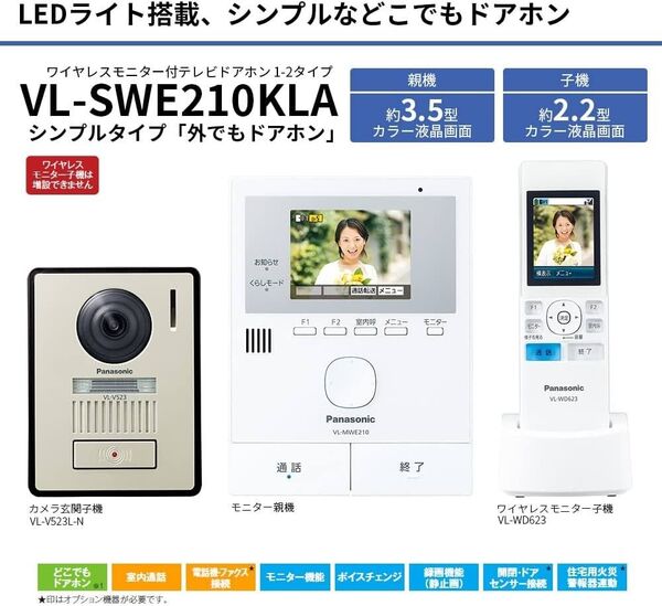 VL-SWE210KLA パナソニック 家じゅうどこでもドアホン 約3.5型カラー液晶 電源コード式 基本セット