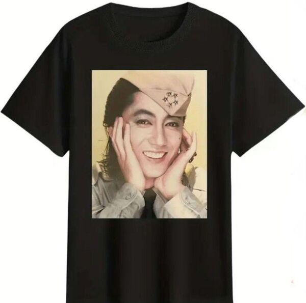 沢田研二 ジュリー Tシャツ 昭和歌謡 レトロ 歌手 イケメン 美男子 黒 ブラック