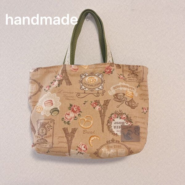 handmade エッフェル塔柄トートバッグ