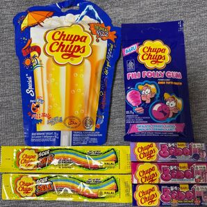 Chupa Chups チュッパチャップス バブルガム、サワーベルト、綿菓子ガム、ロリーポップセット