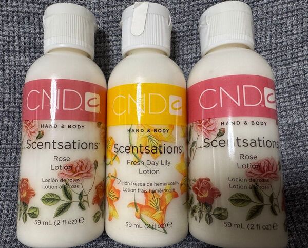 CNDのScentsationsセンセーション、ローズとフレッシュデイリリーの香り ハンド&ボディローション 3本
