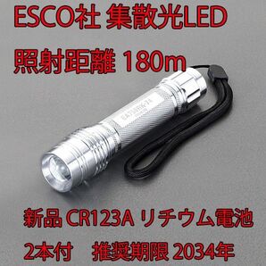 ESCO社製 防災 キャンプ 照射距離180m 集光/散光 CR123A 2本付 EA758RK 新品