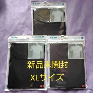 ●ラスト1着●【新品未開封】ユニクロ MEN エアリズムクルーネックT ブラック XLサイズ3点セット
