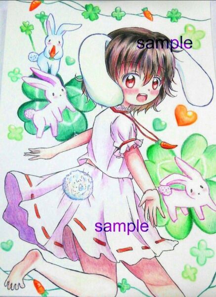 イラストオーダー 創作 夢絵 オリジナル 色紙 ハガキ B5 モノクロ カラー 版権 デジタル アナログ 色鉛筆 モノクロ ペン画