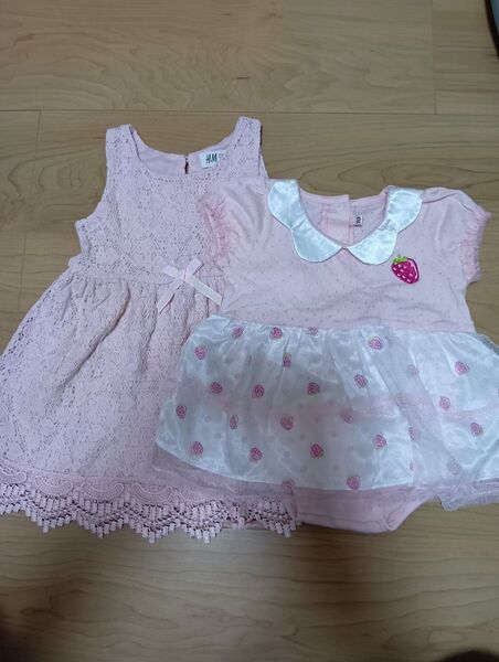 ベビー服 女の子 ワンピース ロンパース ピンク H&M 2点セット