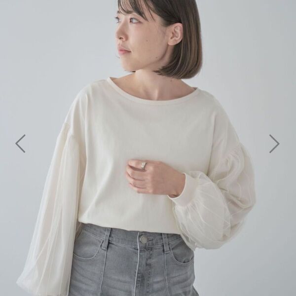 chocol raffine robe 袖チュール ドッキング プルオーバー