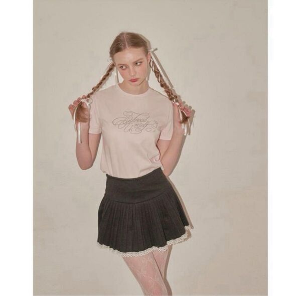 Treat Girl's rhinestone T-shirts ピンク