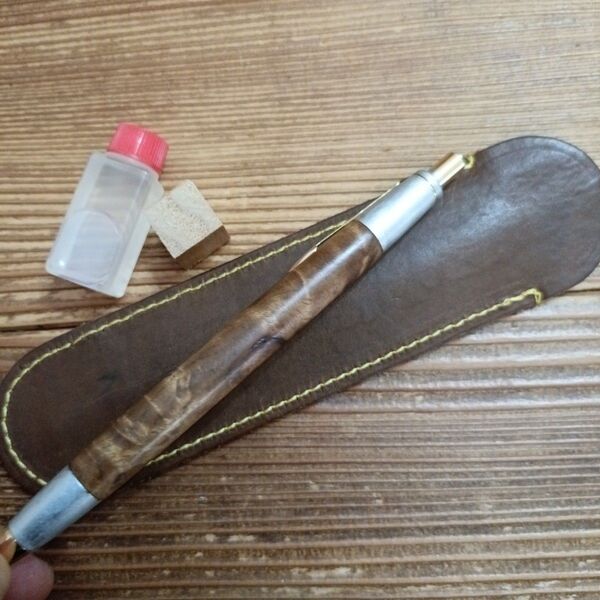 専用即購入ダメ 野原工芸似 極上マーブルウッド シャープペンシル ゴールド 斑紋純銀色仕様