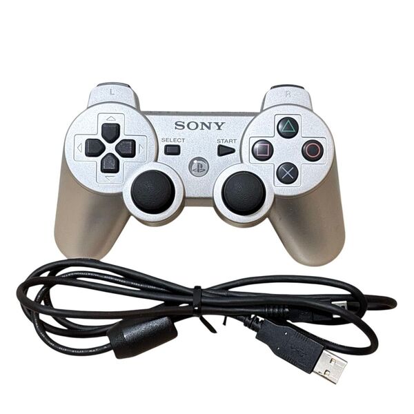 美品 PS3 ワイヤレスコントローラ DUALSHOCK3 デュアルショック3 シルバー CECHZC2J プレイステーション3