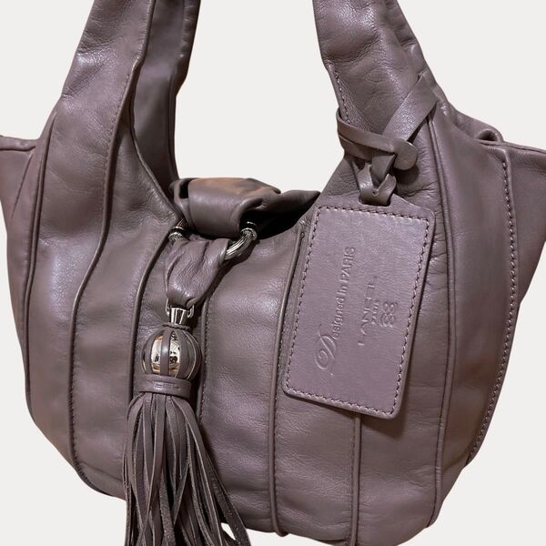 未使用級 極美品 ランセル LANCEL レザー トートバッグ ハンドバッグ タッセル 肩掛け 手提げ ブラウン系 ロゴ