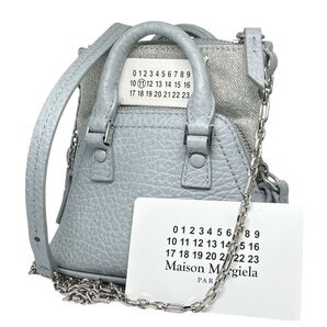 極美品 MAISON MARGIELA メゾン マルジェラ 5AC ベビー ショルダーバッグ レザー チェーン ミニバッグ 水色