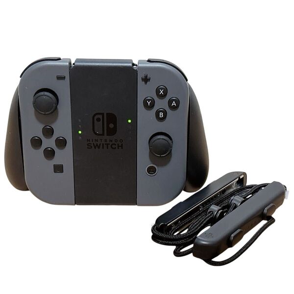 動作品 美品 ニンテンドースイッチ Joy-Con ジョイコン L R グリップ グレー Nintendo Switch