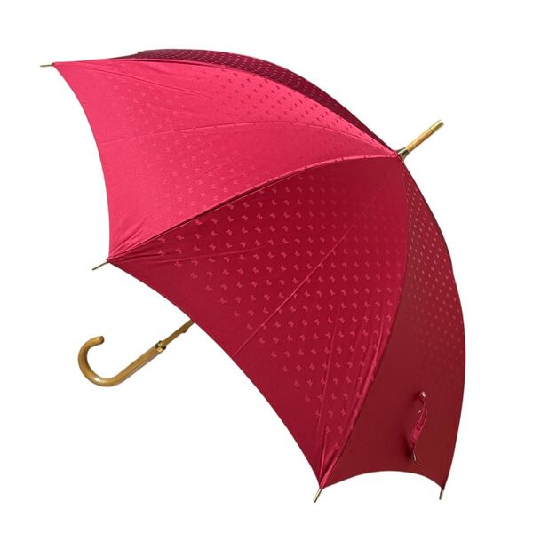 極美品 森英恵 ハナエモリ HANAE MORI 傘 長傘 雨傘 バタフライ 蝶々 総柄 晴雨兼用 赤 レッド