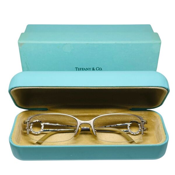 希少 ティファニー Tiffany&Co. サングラス サークル ラインストーン TF1005 度入り チタン メガネ 眼鏡