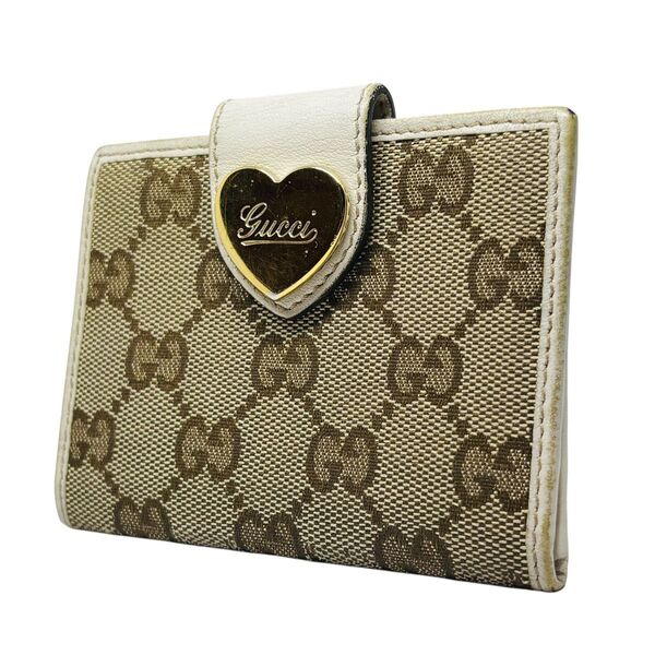 GUCCI グッチ GGキャンバス ラブリーハート 二つ折り カードケース パスケース GG柄 レザー 財布 定期入れ