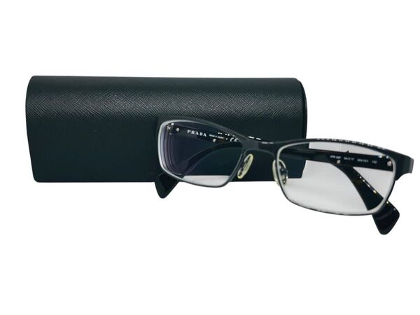 美品 PRADA プラダ メガネ ハーフリム チタン VPR56P べっ甲柄 y2k 眼鏡 サングラス 140 ケース付き