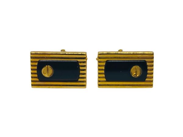 dunhill ダンヒル カフスボタン ロゴ ゴールド ブラック スクエア 金色 アクセサリー カフス ビジネス 紳士