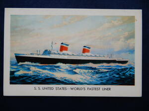 「S.S.UNITED STATES(ユナイテッド・ステイツ号)-WORLD'S FASTEST LINER」1952(昭和27辰)年７月処女航海　米国アメリカUSA 　