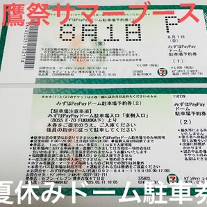 8月1日(金)鷹祭ソフトバンクホークスみずほPayPayドーム普通車駐車券 お支払い済み駐車券8/1