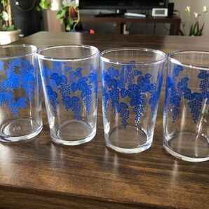 グラス 4個セット ぶどう柄 昭和レトロ