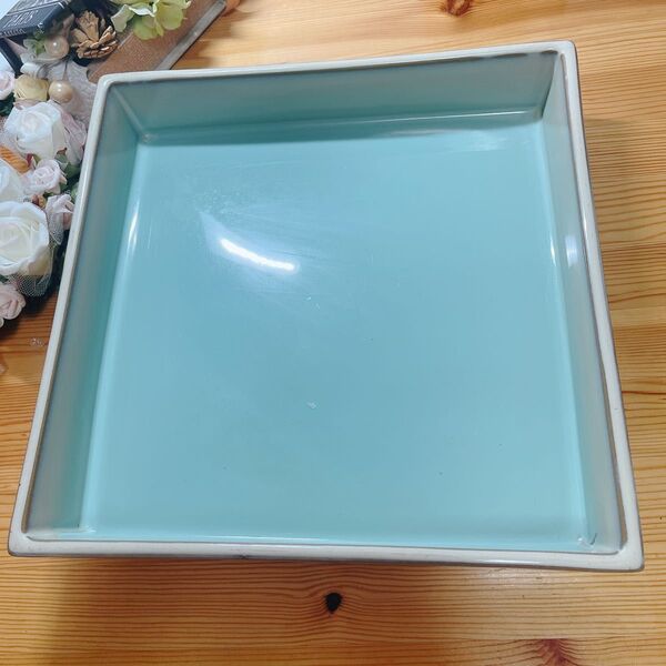 アンティークの水盤 花器 大盤 池坊 生け花 自由花 生花 華道 花瓶 花器 昭和レトロ アンティーク スクエアプレート