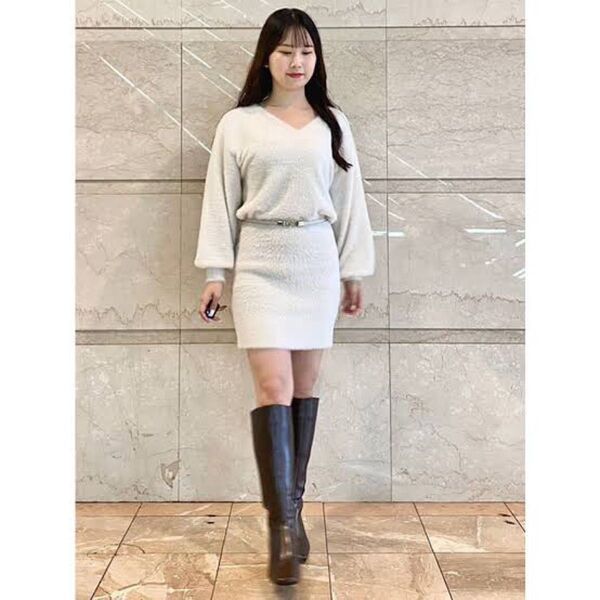 MERCURYDUO 2WAYミニシャギーニットミニワンピース(アイボリー)