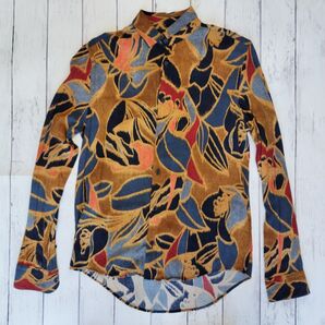 ZARA ボタニカル柄 レーヨン 長袖シャツ