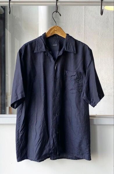 comoliコモリ ウールシルク 半袖 オープンカラーシャツ NAVY サイズ3