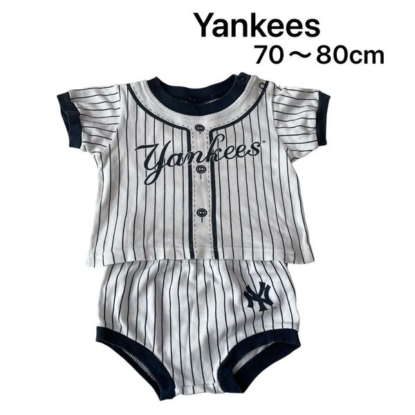 ベビー Yankees ヤンキース ストライプ ロンパース 3〜6m キッズ 子供服