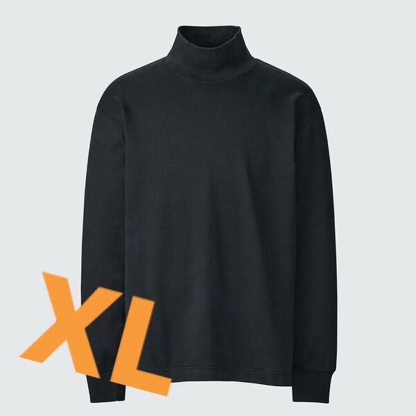 UNIQLO U ブラッシュドモックネックTシャツ 黒 XL