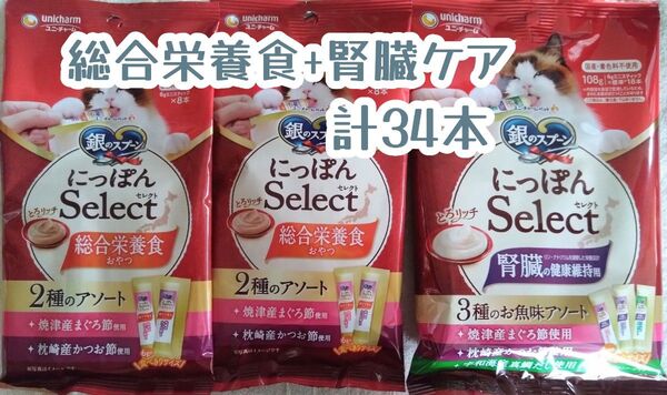 銀のスプーン三ツ星グルメ とろリッチ総合栄養食+腎臓ケア 計約34本★猫のおやつ