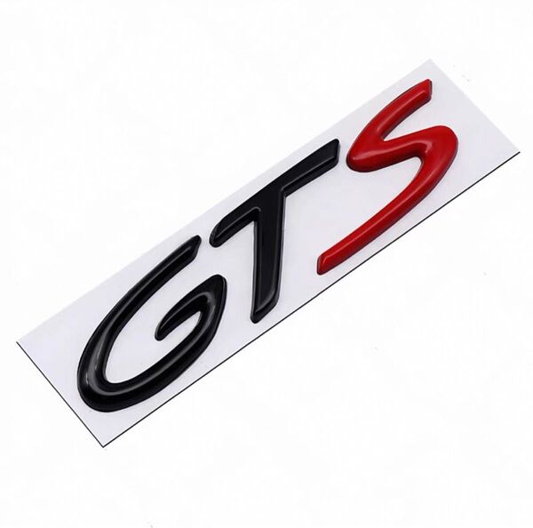 3Dメタル GTS エンブレム ステッカー ポルシェ用 パナメーラ ケイマン カイエン ドレスアップデカール(ブラック×レッド)