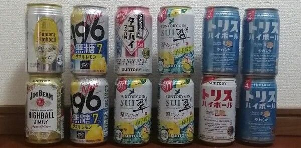トリスハイボール 翠ジンソーダ 196無糖ダブルレモン 角ハイボール ジムビームハイボール 350ml 合計12本セット