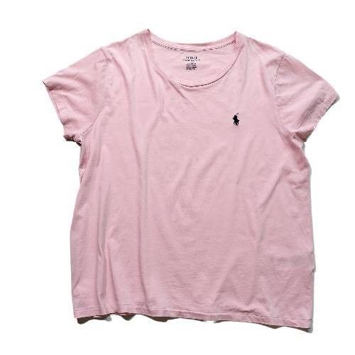 美品 POLO RALPH LAUREN ポロ ラルフローレン クルーネックT カットソー Tシャツ ピンク L 半袖