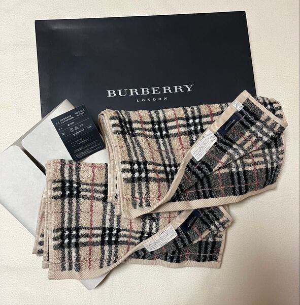 新品未使用 バーバリーBURBERRY ノバチェック 西川 フェイスタオル 2枚