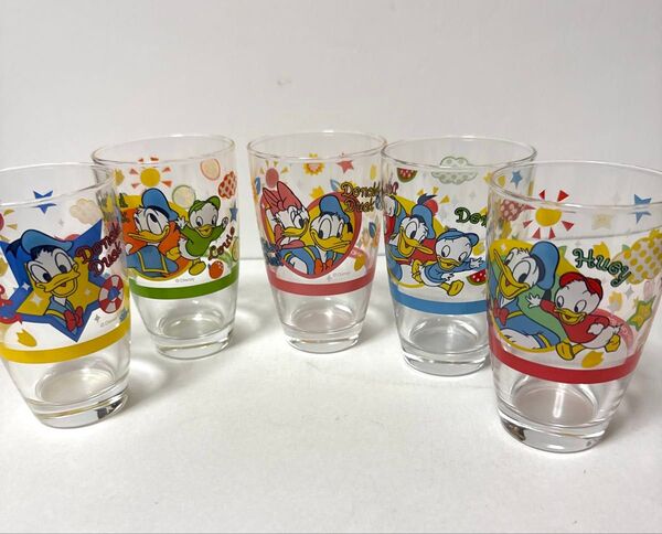 ドナルド コップ グラス 5個セット ディズニー ガラスコップ 第一生命 非売品 コップ ノベルティ