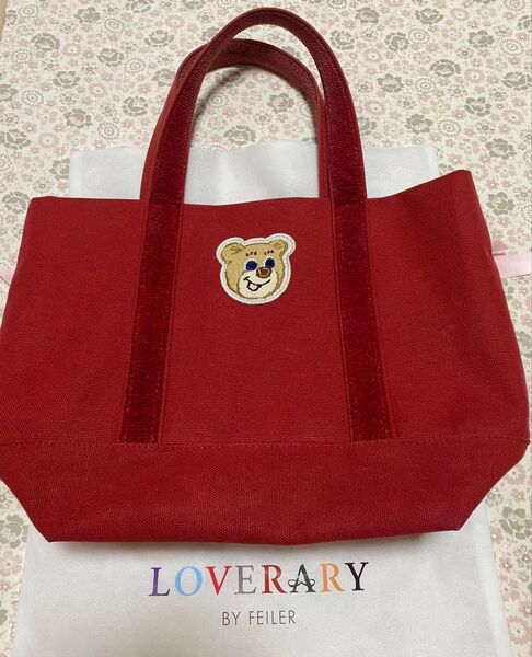 中古 LOVERARY フェイラー オールドテディ トートバッグ 赤