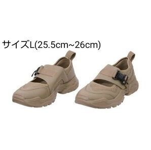ワークマン マグネットバックルシューズ サイズL セピアベージュ サンダルスニーカー 足袋スニーカー リラックススニーカー