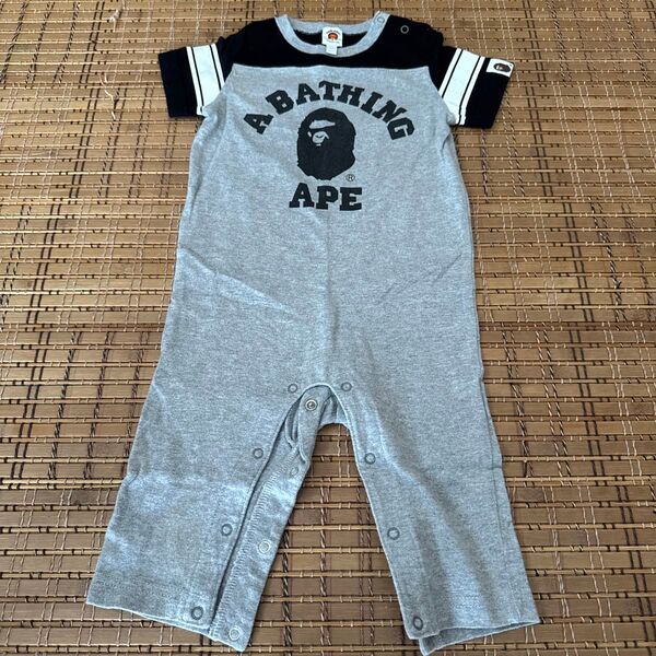A BATHING APE ベビーロンパース80サイズ半袖グレーブラック大猿ロゴNIGO猿の惑星エイプマイロbape kids