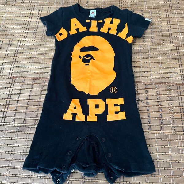 ビック大猿フェイスBAPE KIDSロンパース70サイズブラックバックプリント色違いデザイン男女問わず送料込bape kids