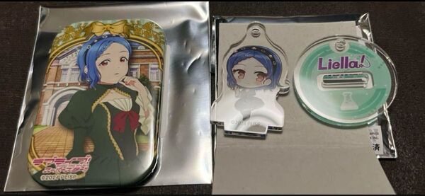 ラブライブ スーパースター Liella! 牛久コラボ 限定 若菜四季 スクエア缶バッジ ミニアクリルスタンドキーホルダーセット
