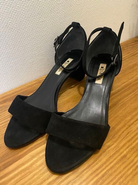 DIANA ダイアナ ストラップサンダル スエード ブラック 24cm