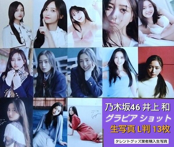 乃木坂46 井上 和 グラビアショット生写真 13枚 L判 タレントグッズ業者購入フォト□スリーブ封入&保護発送□印刷サイン1枚含