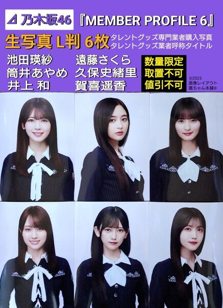 乃木坂46『MEMBER PROFILE 6』生写真L判6枚□タレントグッズ専門業者購入写真/業者呼称タイトル□スリーブ封入&保護