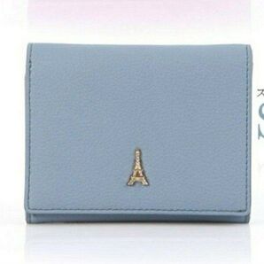 スカイブルー本革2つ折りミニ財布