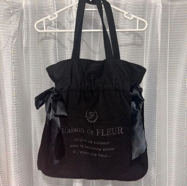 Maison de FLEUR メゾンドフルール EC限定 キャンバスダブルリボントートバッグ 黒 ブラック レディース バック