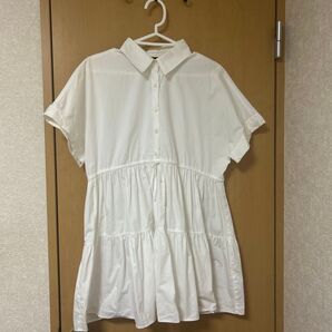 ZARA ザラ チュニック ワンピース 白 春服 夏服 半袖 ナチュラル